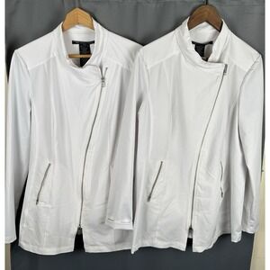 Lot Of 2 Noel Asmar Equestrian Jada Blazer Women L White  Cross Zip Horse Riding